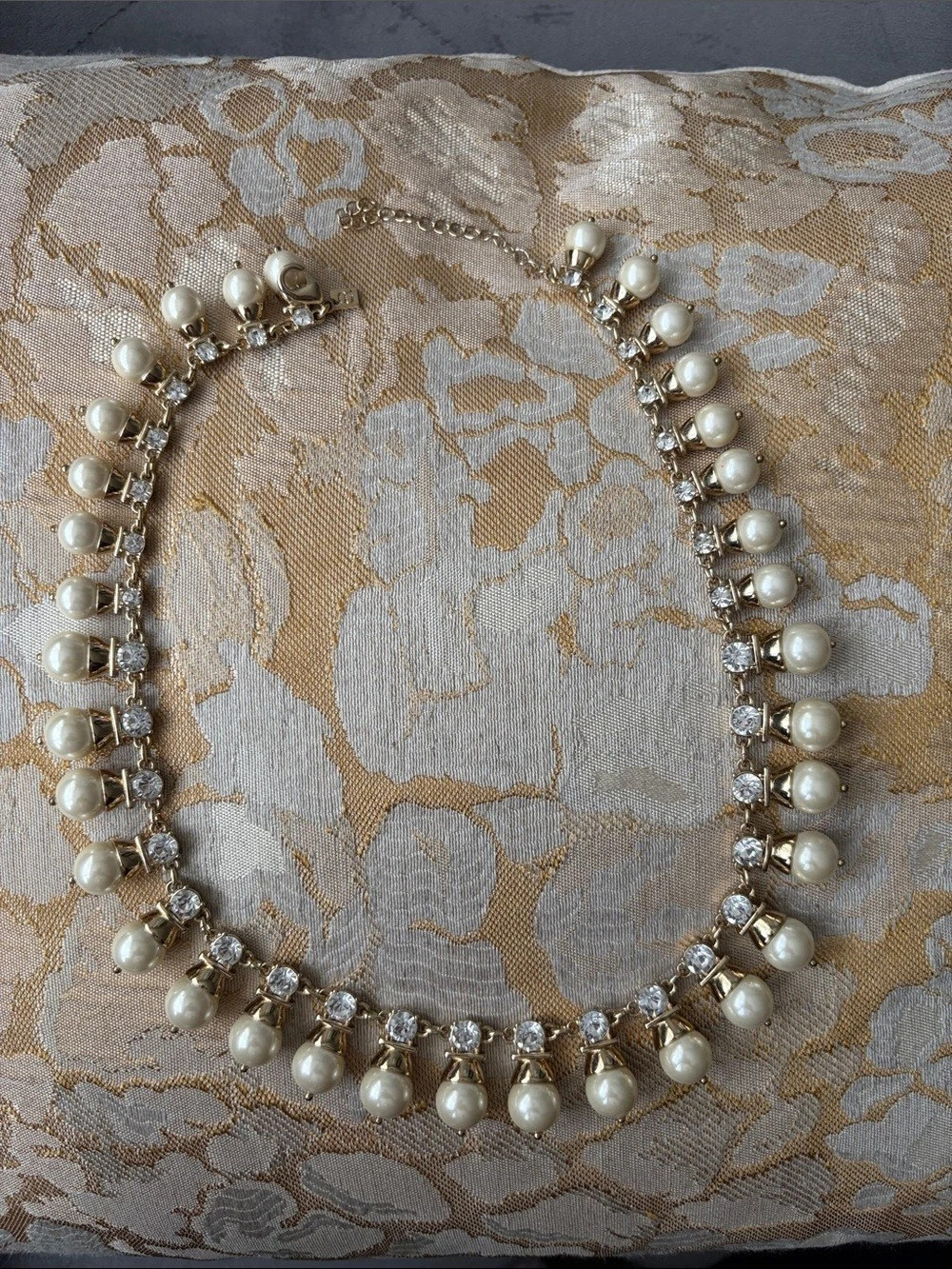 Banana Republic Pearl Rhinestone Statement Necklace